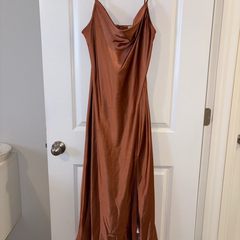 Elegant Brown Satin Dress